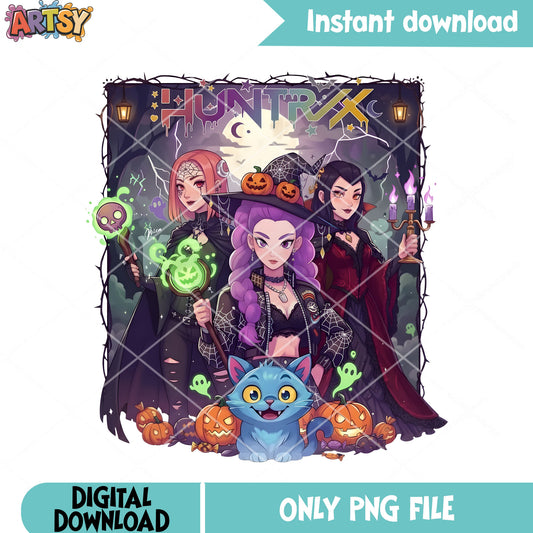 Halloween costume huntrix png, spooky night png, scary halloween​ png