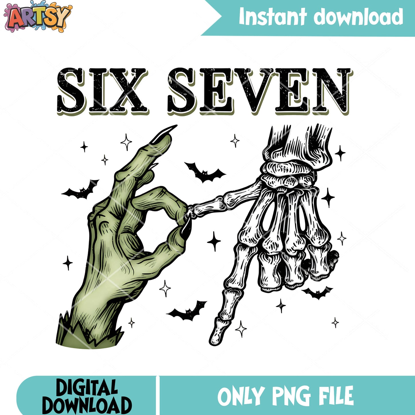 Halloween hand six seven png, six seven trend png, halloween 67 png