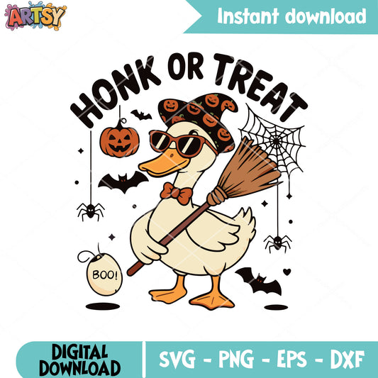 Halloween honk treat goose svg, trick or treat svg, halloween goose svg