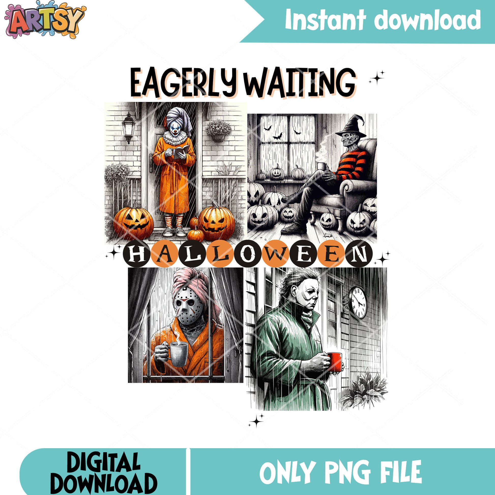 Halloween horror character png, halloween scary png, pennywise png