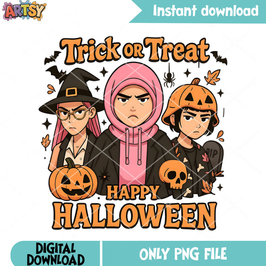 Halloween huntrix png, trick or treat png, kpop demon hunter png