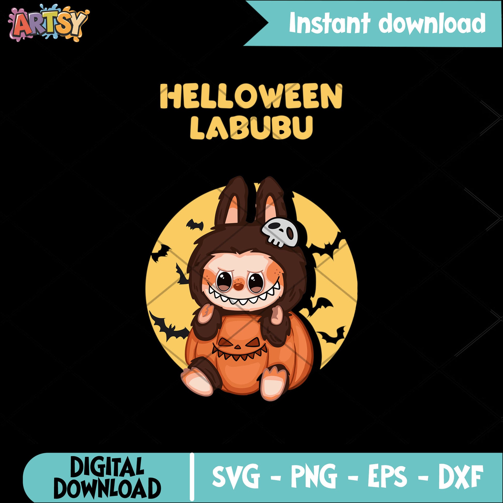 Halloween labubu design svg, labubu popmart svg, labubu halloween svg
