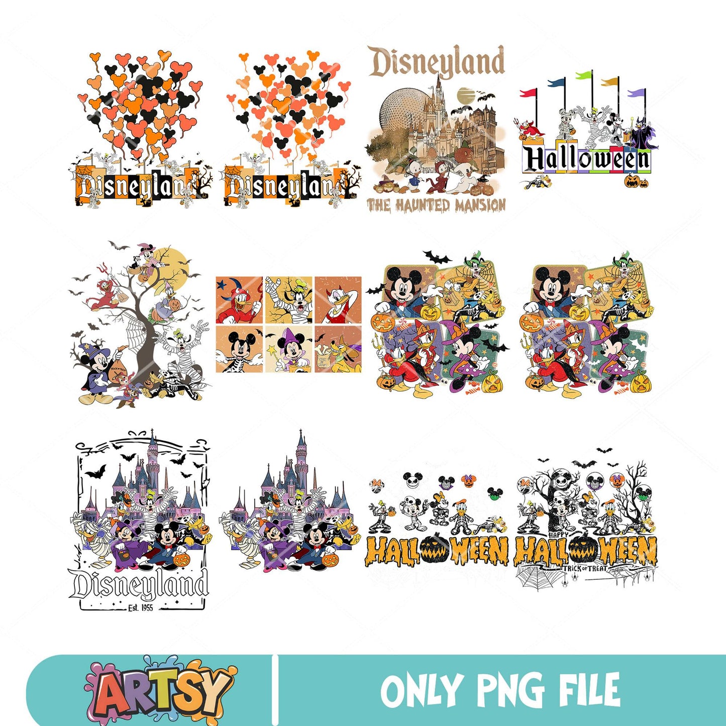 Halloween mickey bundle png, disney halloween png, trick or treat png