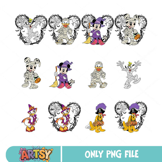 Halloween mickey head png bundle, mickey mummy png, halloween mickey png