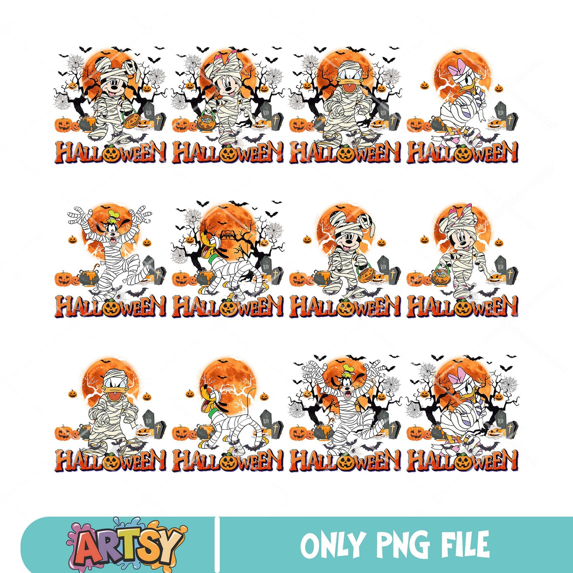 Halloween mickey mummy png bundle, mickey mouse halloween​ png