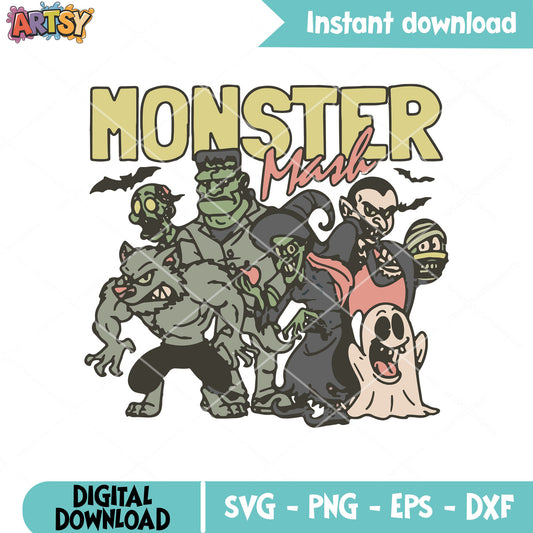 Halloween monster mask file svg, cute monster svg, monster mask​ svg
