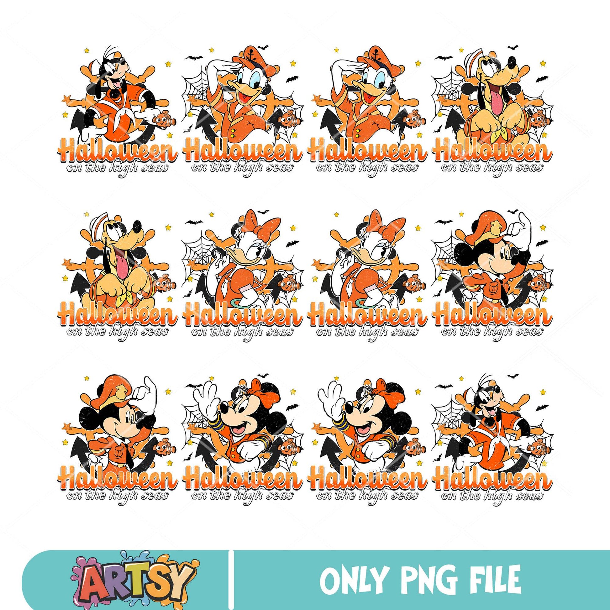 Halloween on sea png bundle, disney cruise png, disney cruise halloween​ png