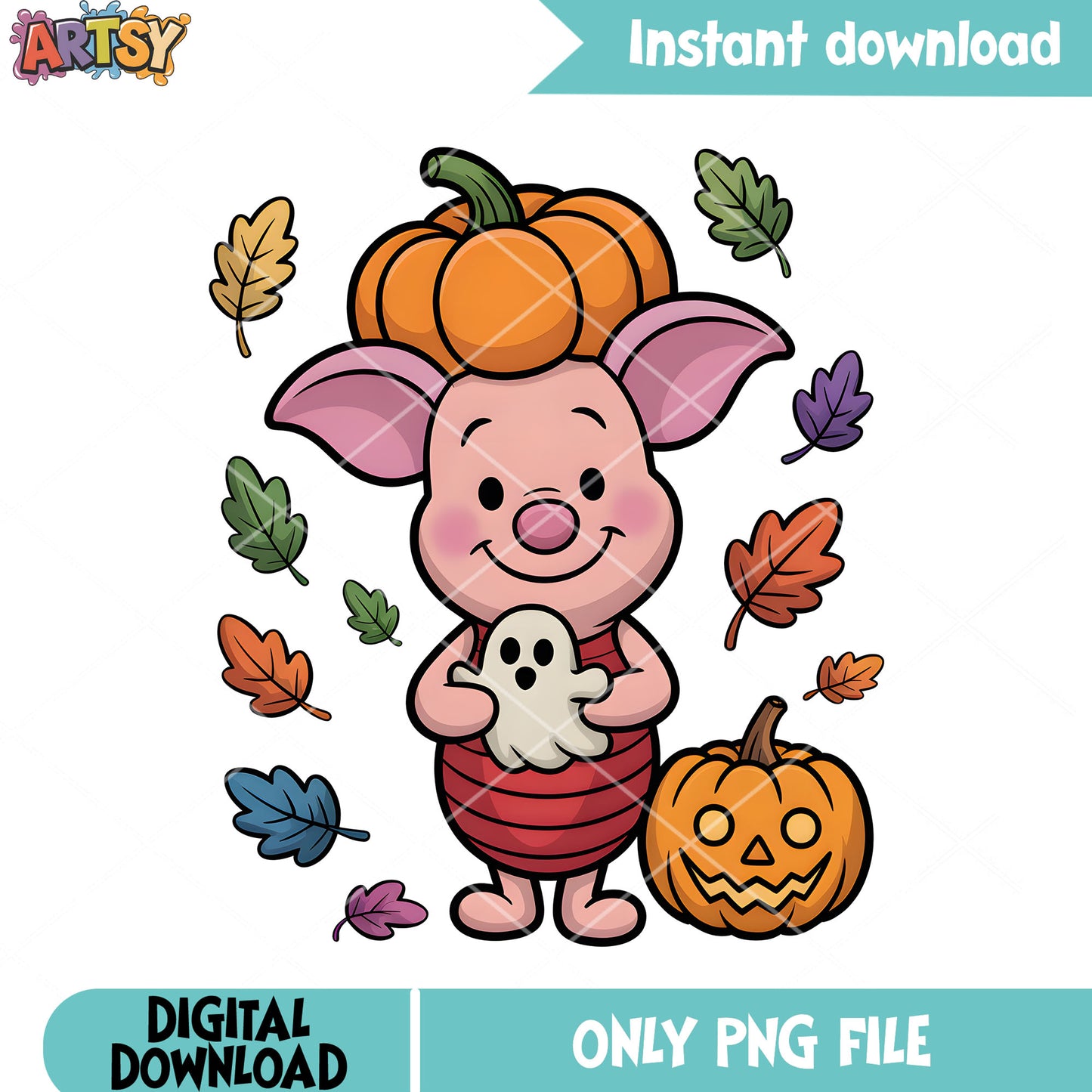 Halloween pooh piglet png, trick or treat png, disney piglet png
