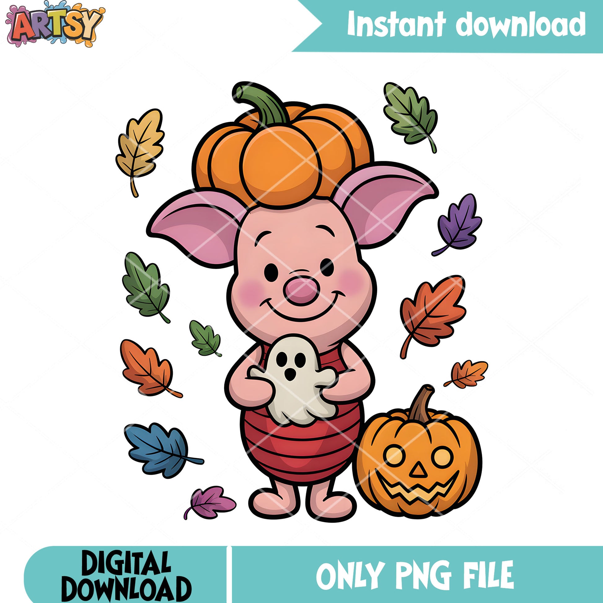 Halloween pooh piglet png, trick or treat png, disney piglet png