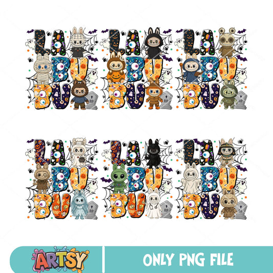 Halloween rip labubu png bundle, labubu png, labubu happy halloween​ png