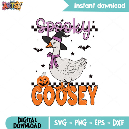 Halloween spooky goosey svg, goose halloween svg, spooky time svg