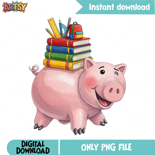 Hamm Pig Back To School PNG, Toy Story PNG, School Supplies PNG