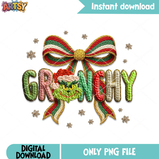 Handi craft grinchy png, merry christmas png, christmas cards png