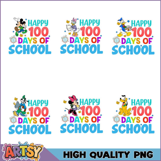 Happy 100 Days of School PNG Bundle - Disney Characters