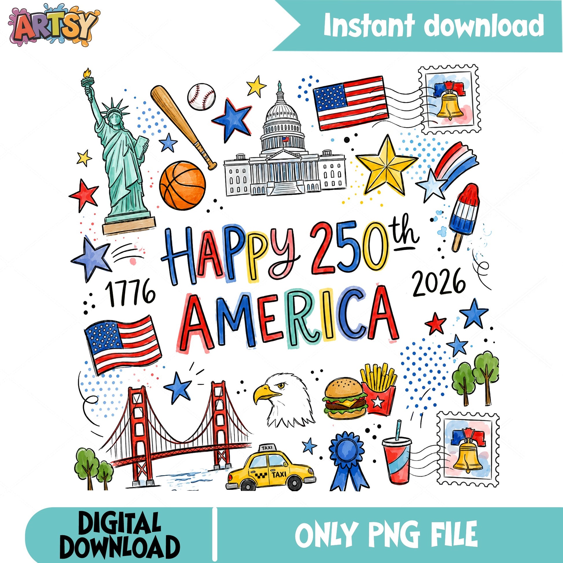 Happy 250th America PNG, USA 250th Anniversary 2026, Patriotic PNG