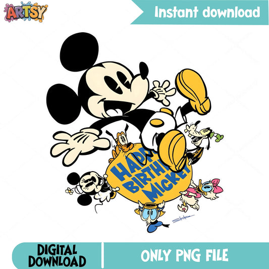 Happy Birthday Mickey Mouse And Friends PNG, Disney PNG, Birthday PNG