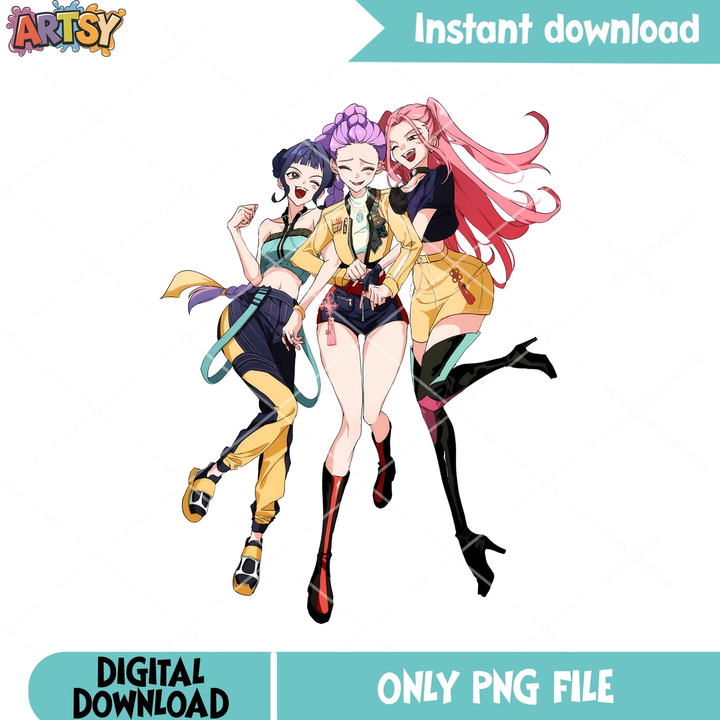 Happy anime huntrix team png, mira huntrix png, huntrix singers​ png