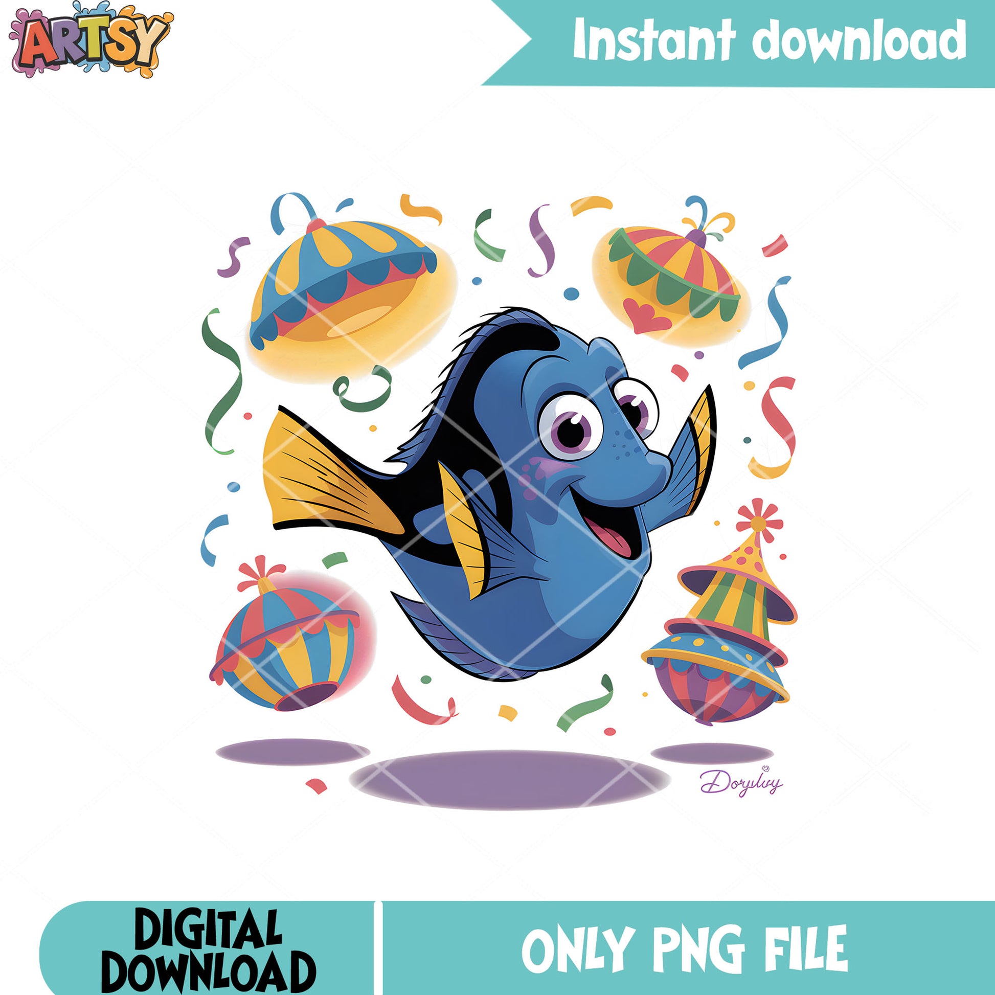 Happy dory decore png, dory disney png, disney poster png