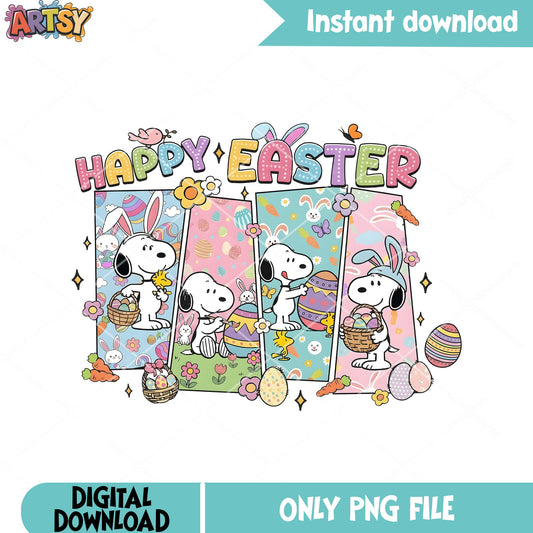 Happy easter snoopy dog png, easter day png, funny art png