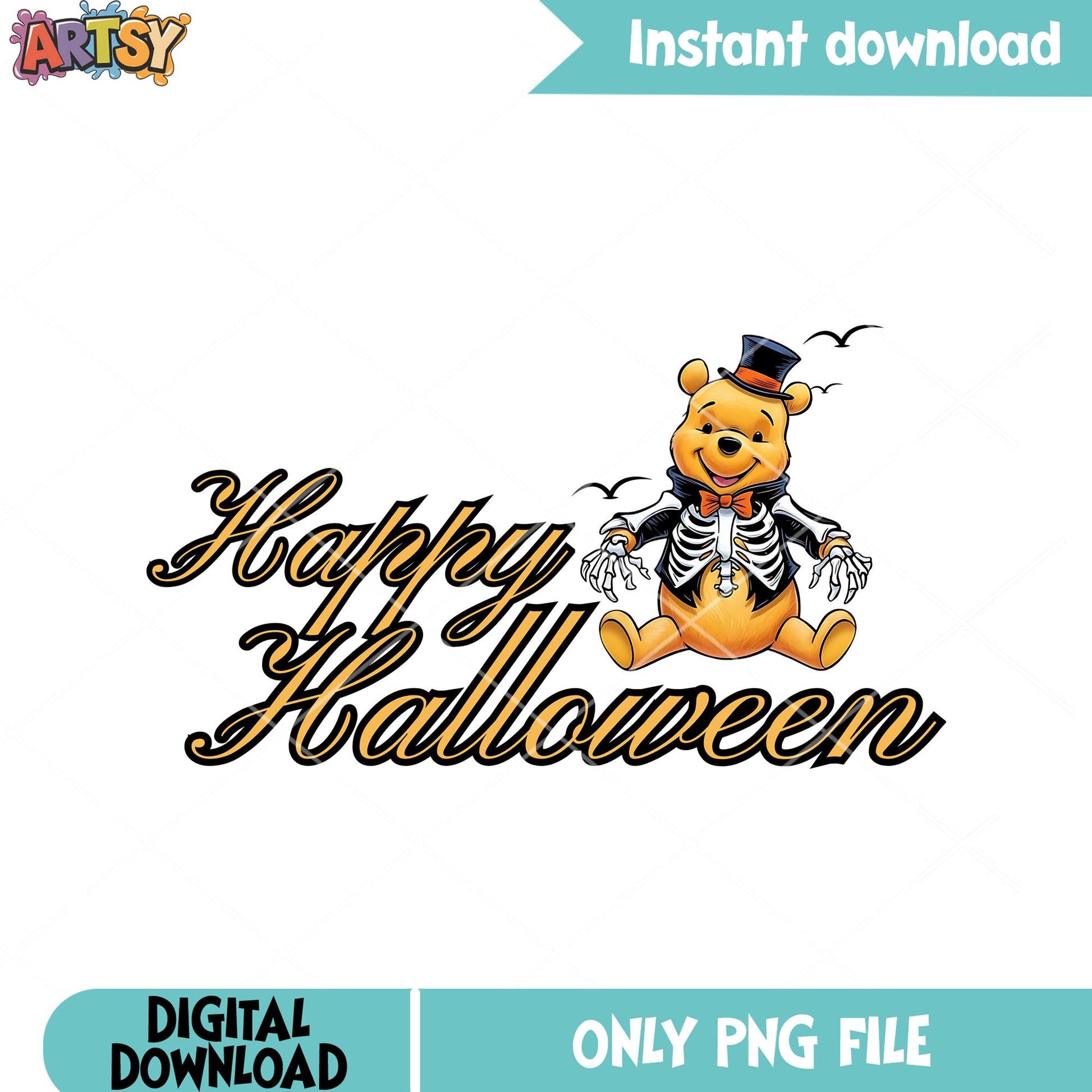 Happy halloween  Pooh png, disney halloween png, skeleton costume png