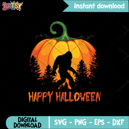 Happy halloween bigfoot svg, bigfoot halloween​ svg, bigfoot pumpkin​ svg