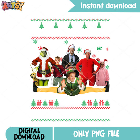 Happy holiday christmas png, santa hat png, clark griswold png
