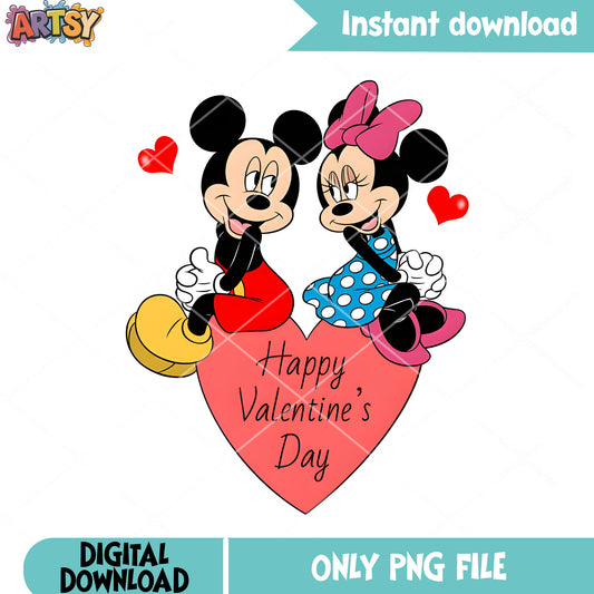 Happy mickey minnie valentines png, disney png, valentines poster png