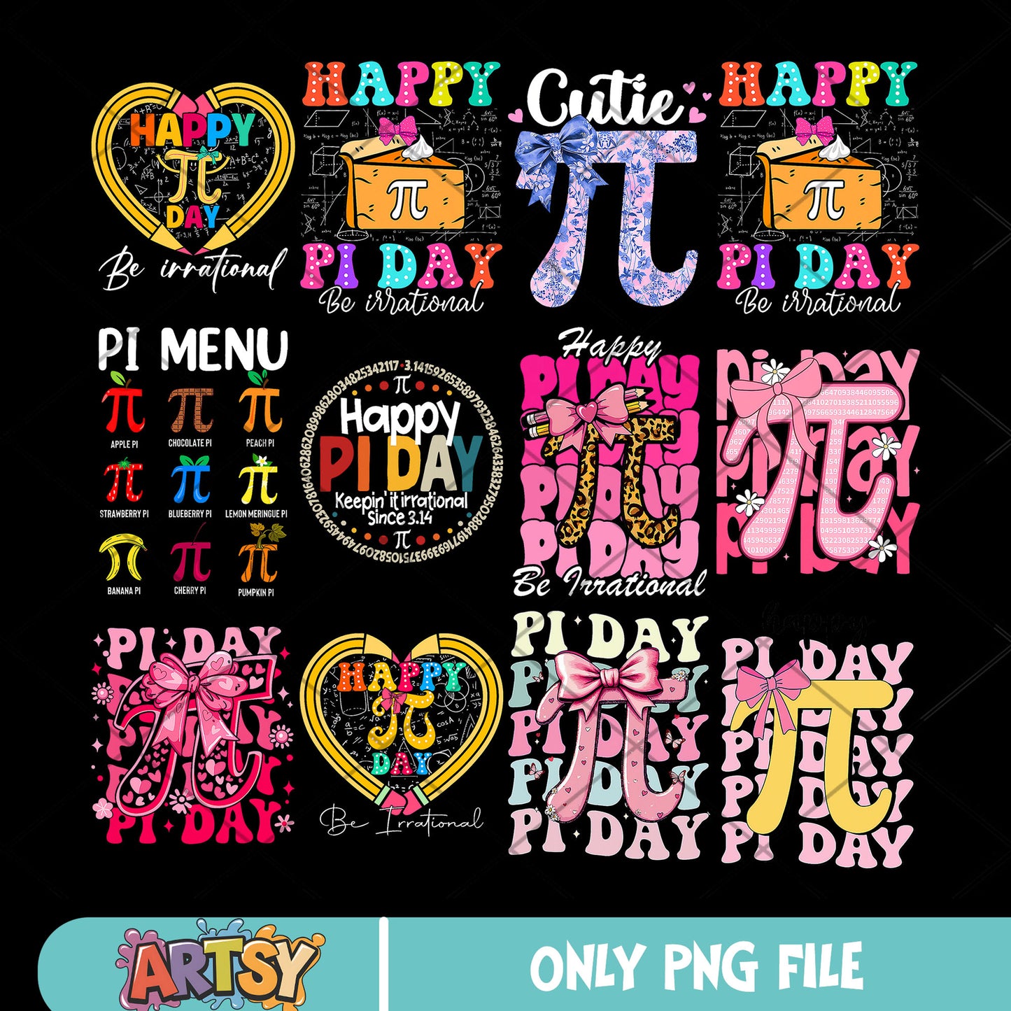 Happy pi day design png bundle, pi day png, pi day memes​ png