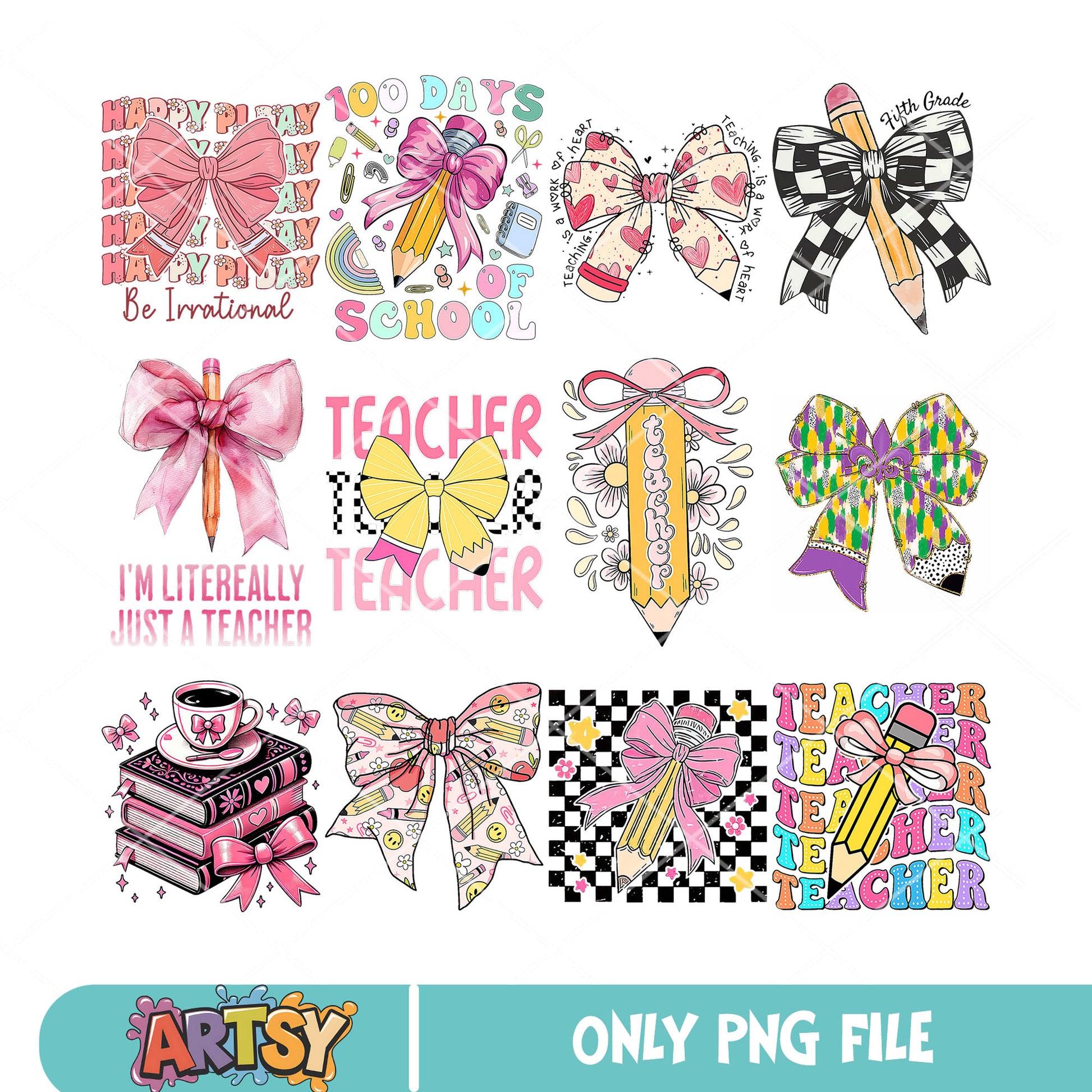 Happy school day png bundle, pink school png, happy school png