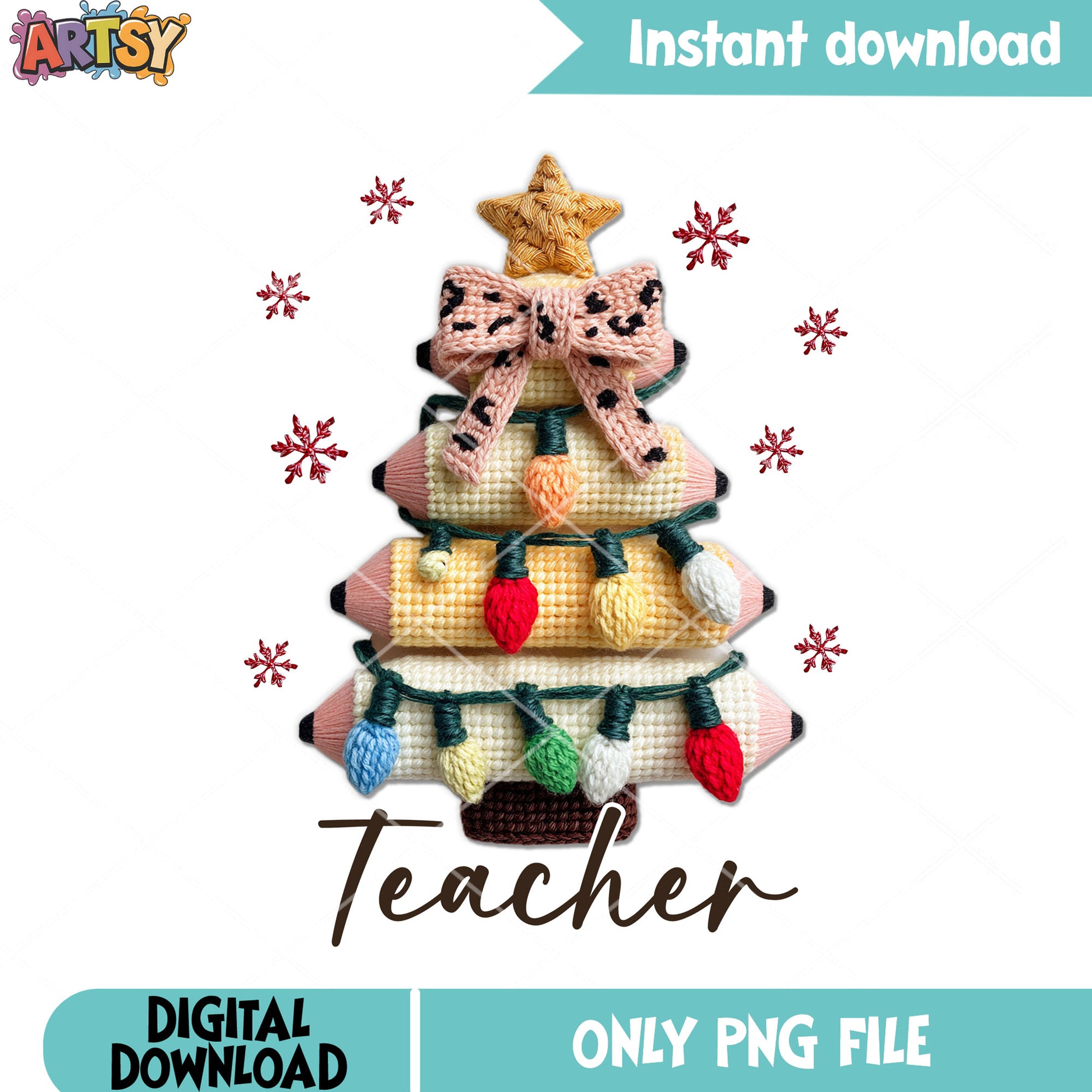 Happy teacher christmas png, christmas tree png, teacher day png