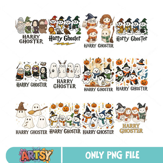 Harry ghoster chibi png bundle, harry potter png, halloween potter png