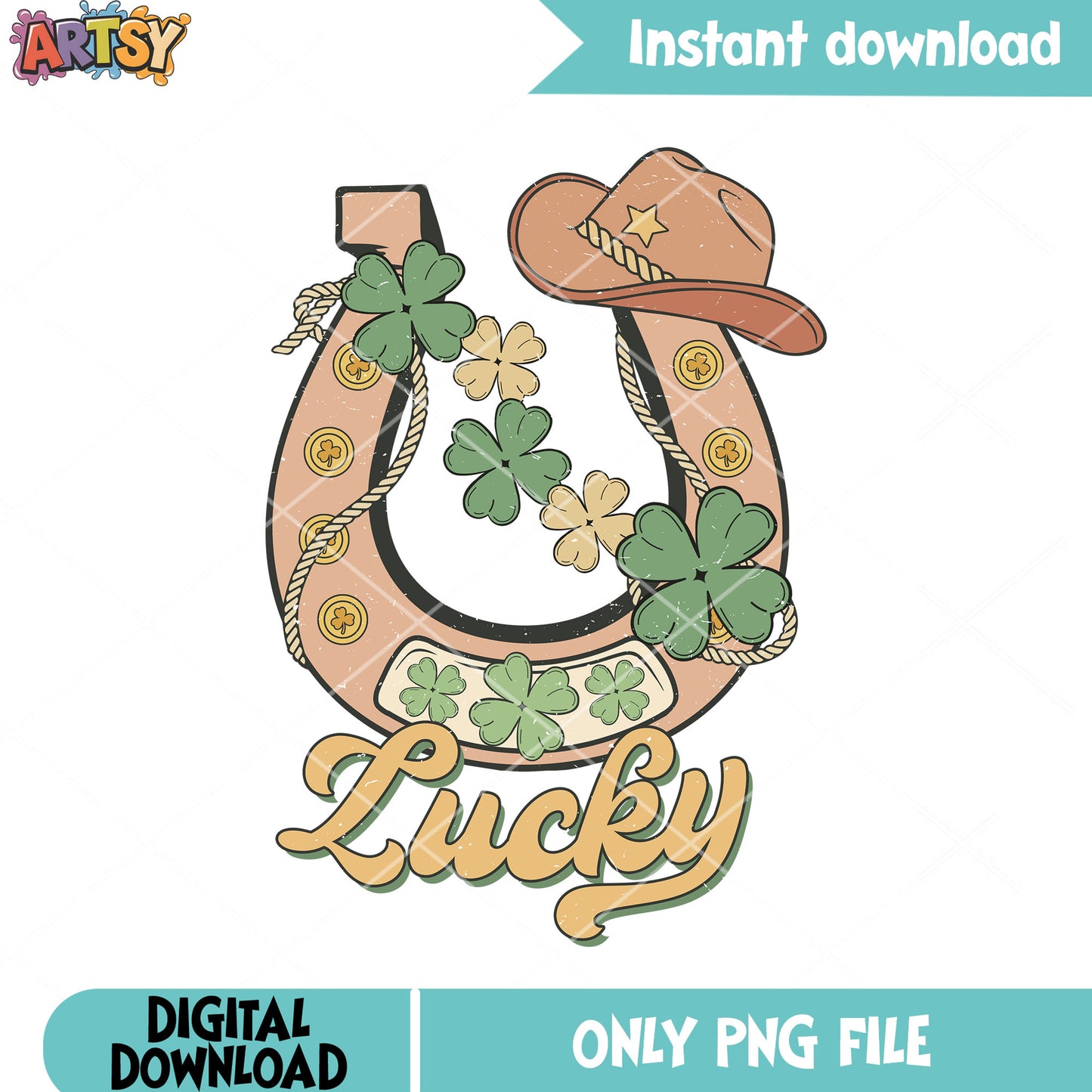 Hat and horseshoe lucky png, lucky vibes png, saint patricks png