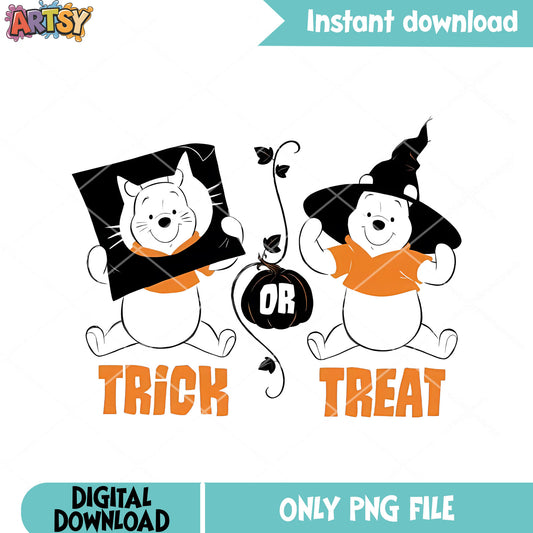 Hat witch winnie the Pooh png, disney halloween png, Tricks or treat png 