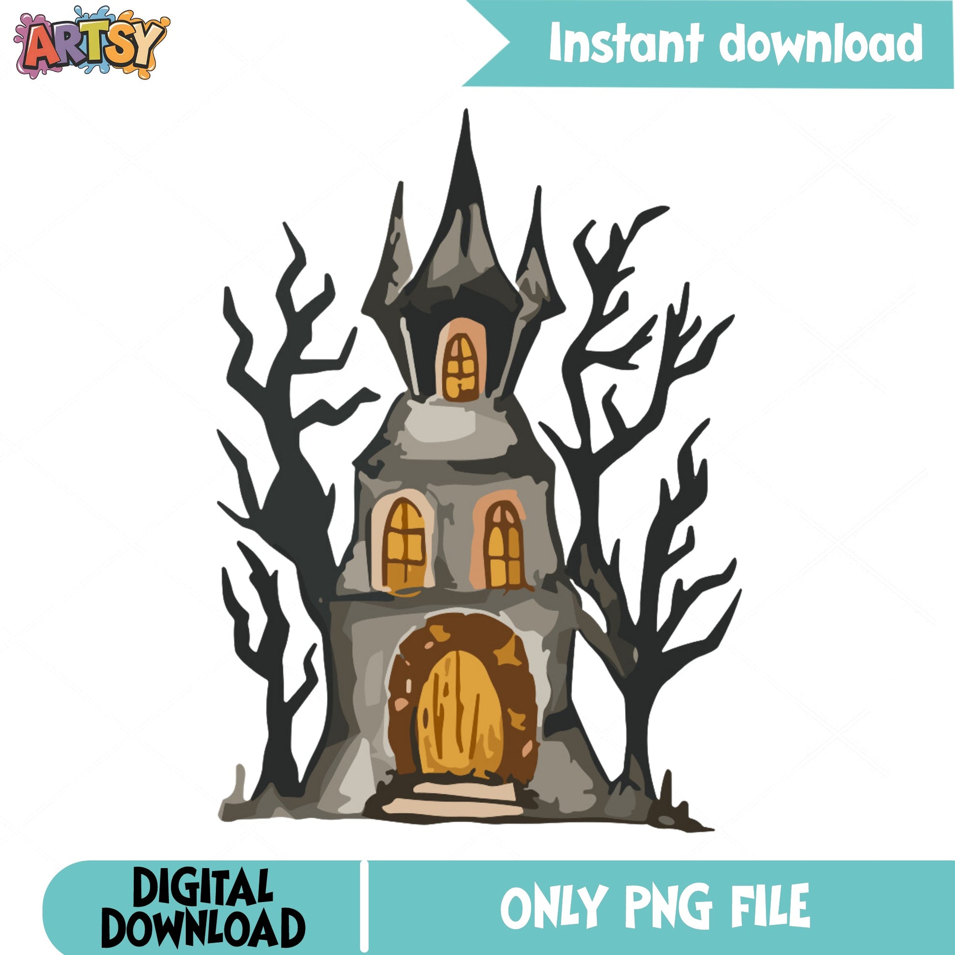 Haunted House PNG, Halloween Spooky Castle PNG, Horror PNG