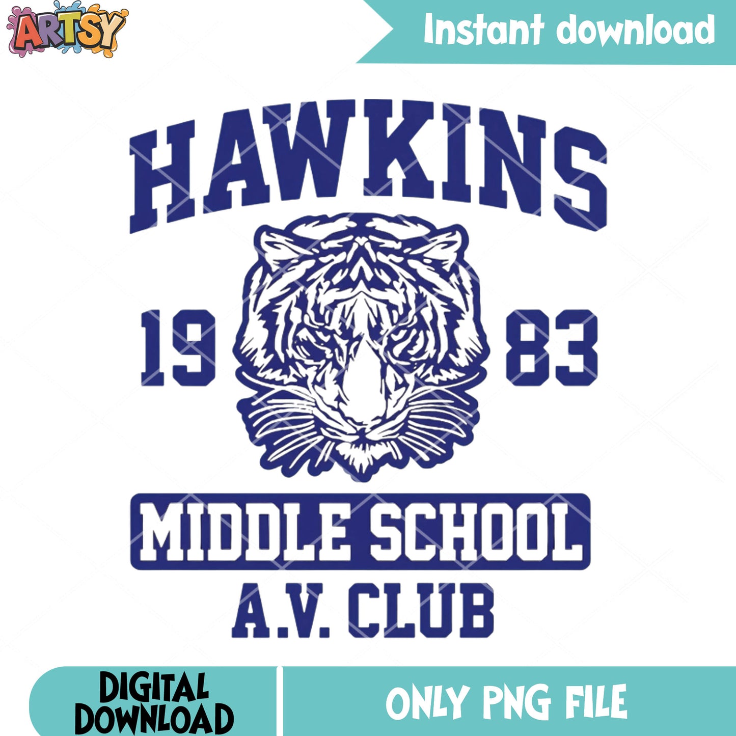 Hawkins 1983 middle school png, stranger things png, tiger logo ​​png