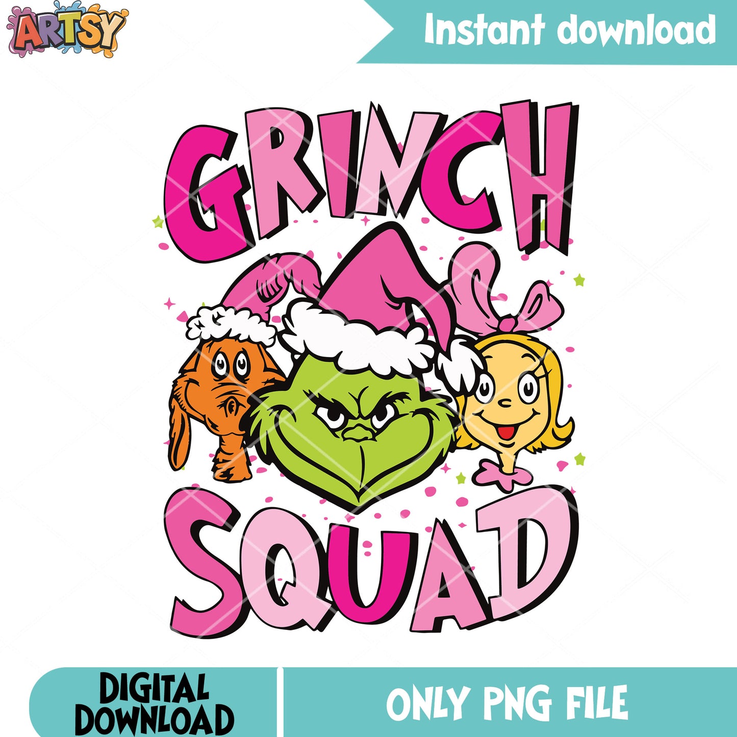 Heads squad three png, three hat santa pink png, funny png