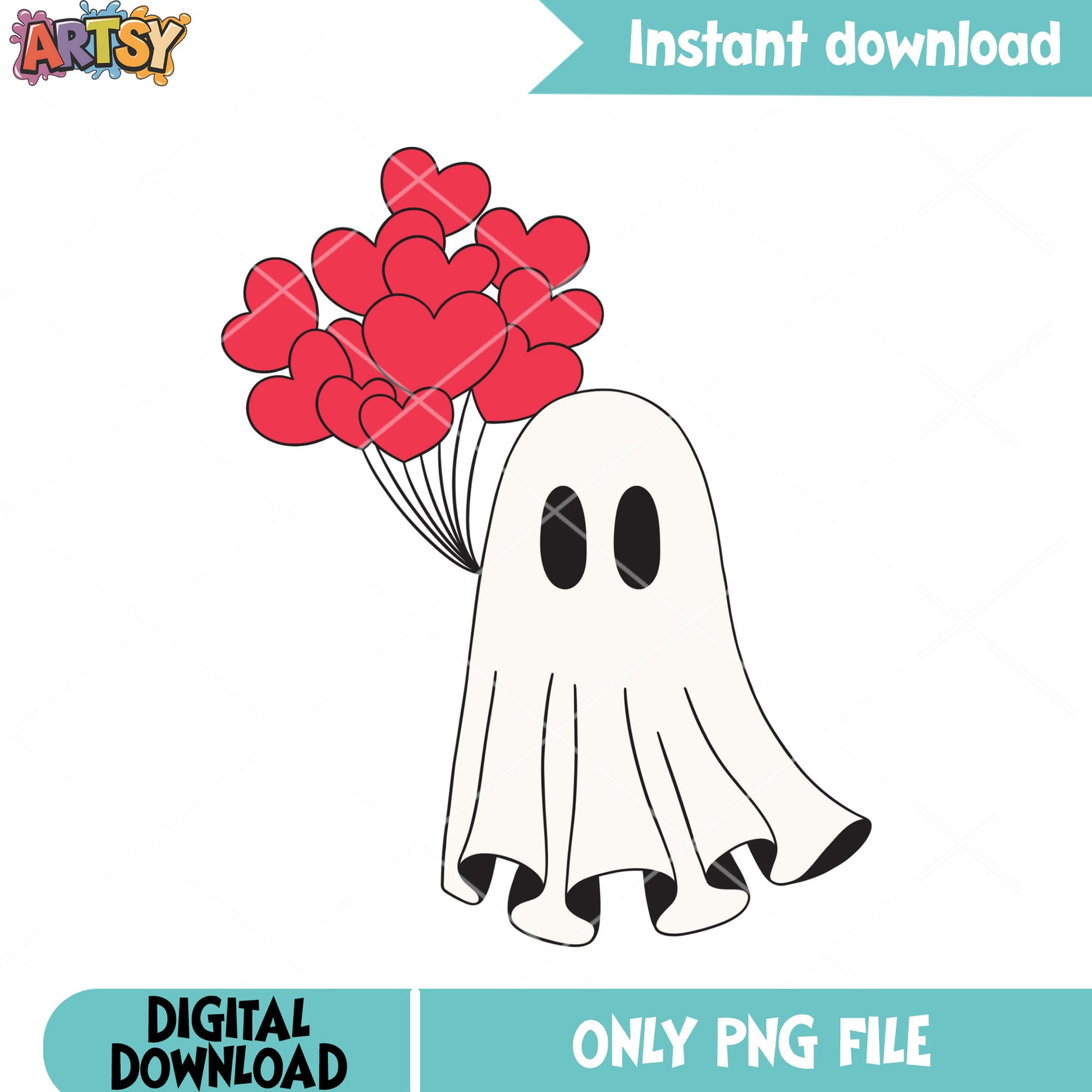 Heart balloon png, ghost costume png, halloween scary png
