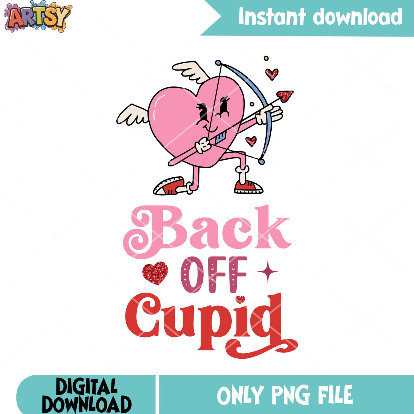 Heart cupid valentine png, cupid vibes png, valentine heart png