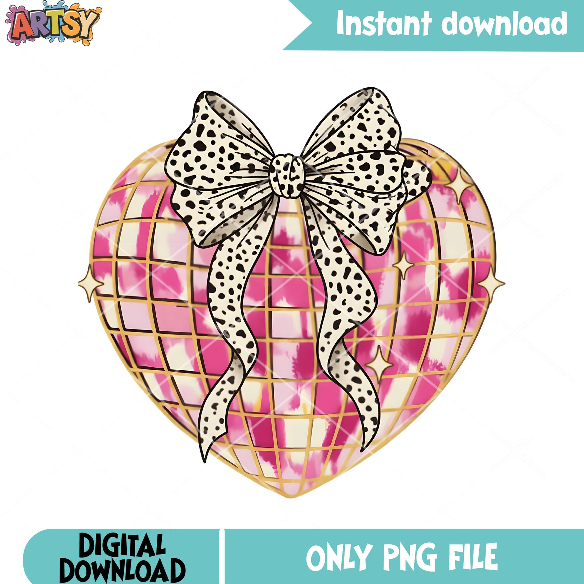 Heart disco bow valentines png, valentine bow png, valentine heart png