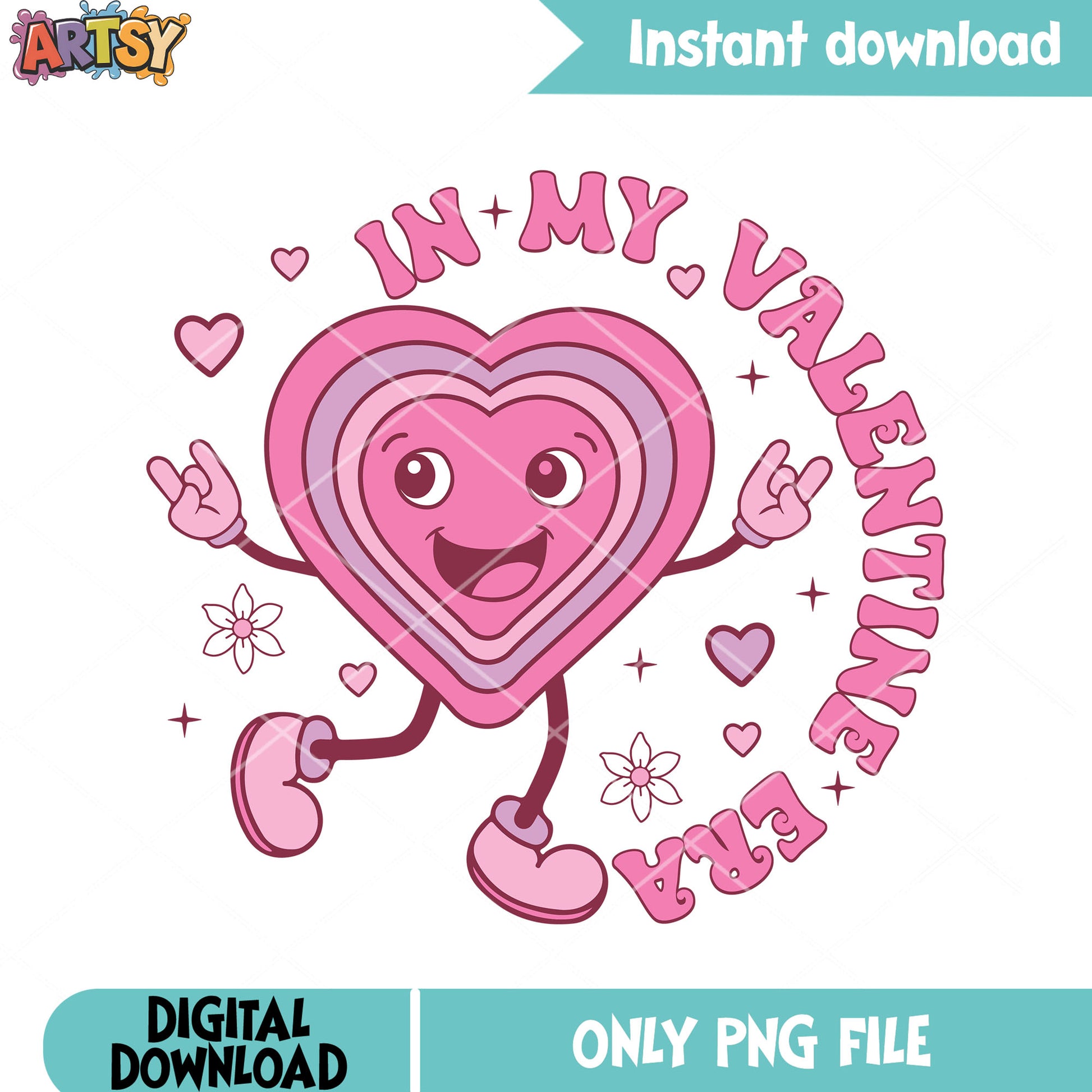 Heart era valentine love png, valentine heart png, love poster png