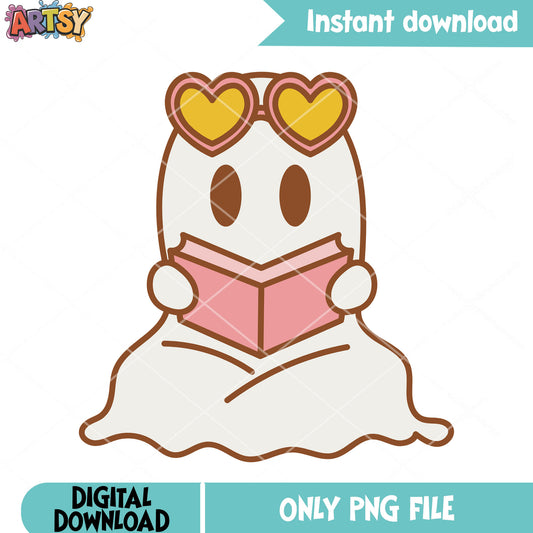 Heart glasses Baby ghost png, costume ghost png, scary halloween night png 