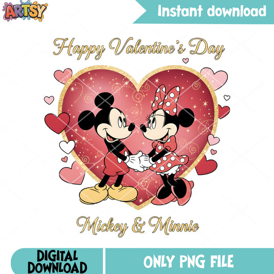 Heart happy disney valentine png, mickey mouse png, minnie mouse png