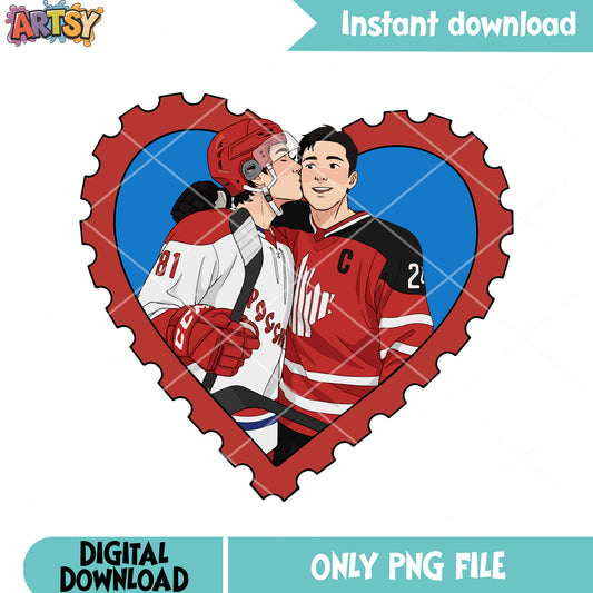 Heart kisses gay love png, hockey poster png, heated rivakry png