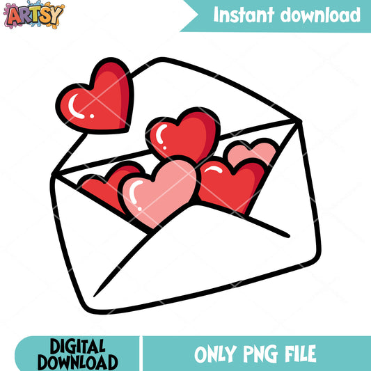Heart mail valentines png, valentine vibes png, love mail png