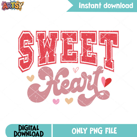 Heart poster valentine png, sweet heart png, valentine vibes png