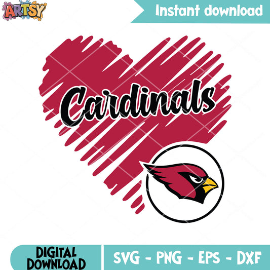 Heart red cardinals svg, nfl leauge svg, arizona cardinals svg