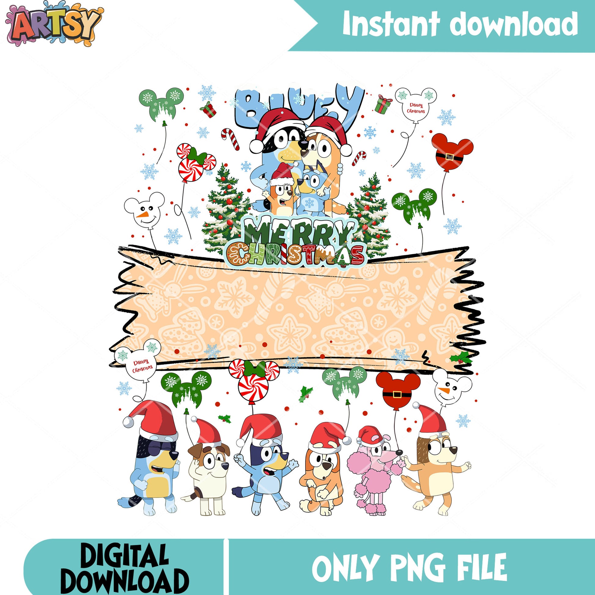 Heeler family xmas gifts png, christmas gifts png, bluey heeler png