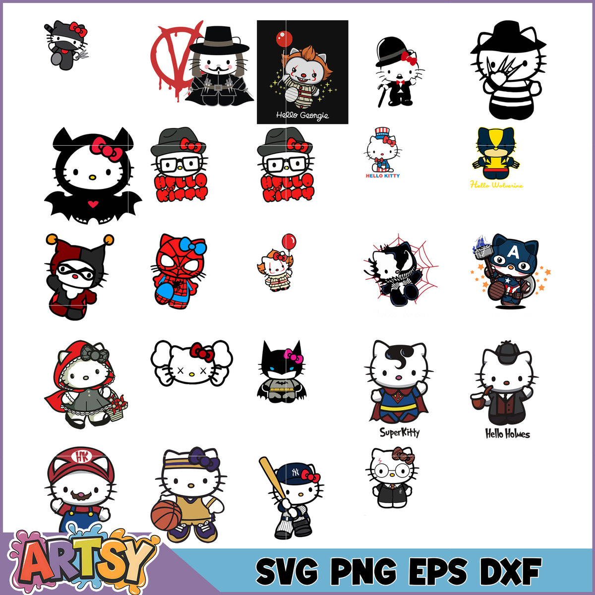 Hello Kitty SVG Bundle 20+ Cute Designs – Artsysvg