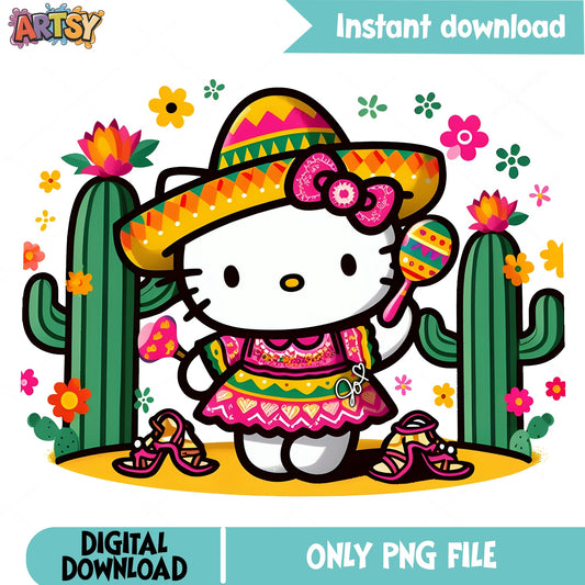 Hello Kitty Cinco De Mayo PNG, Fiesta Sombrero PNG, Sanrio PNG