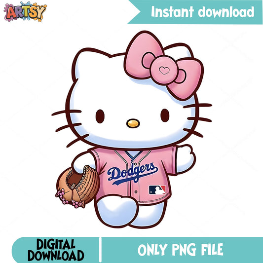Hello Kitty Dodgers PNG, Baseball Kitty PNG, Sanrio PNG